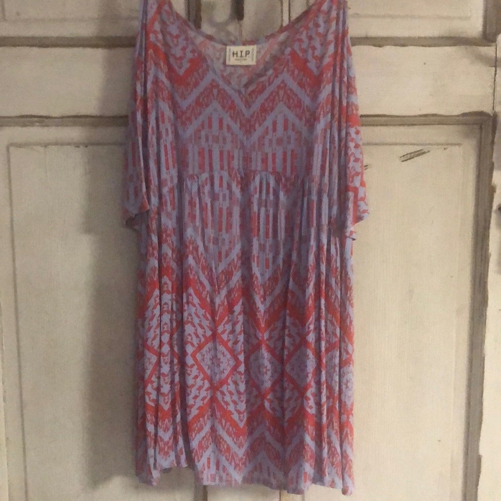 H.I.P. HIP cold shoulder 100% Rayon Size L Summer Beach Blouse Top Boho …